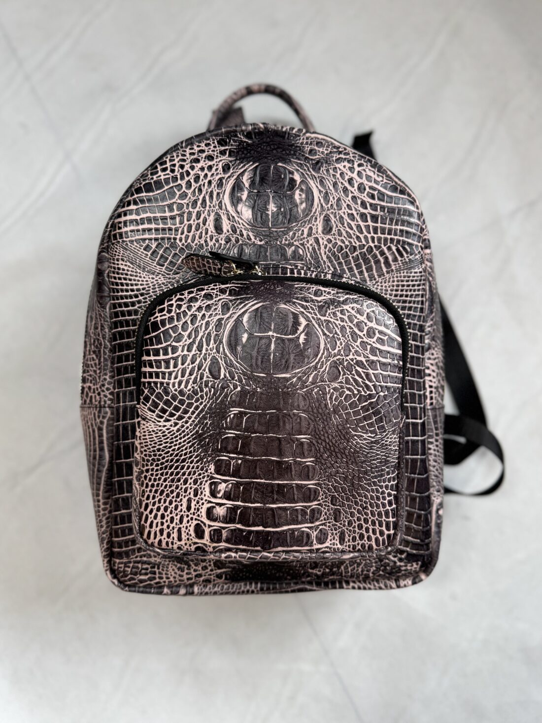Croc-Embossed Leather School Bag - Image 4