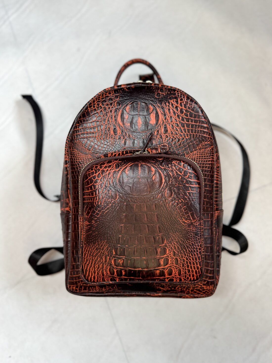 Croc-Embossed Leather School Bag - Image 2