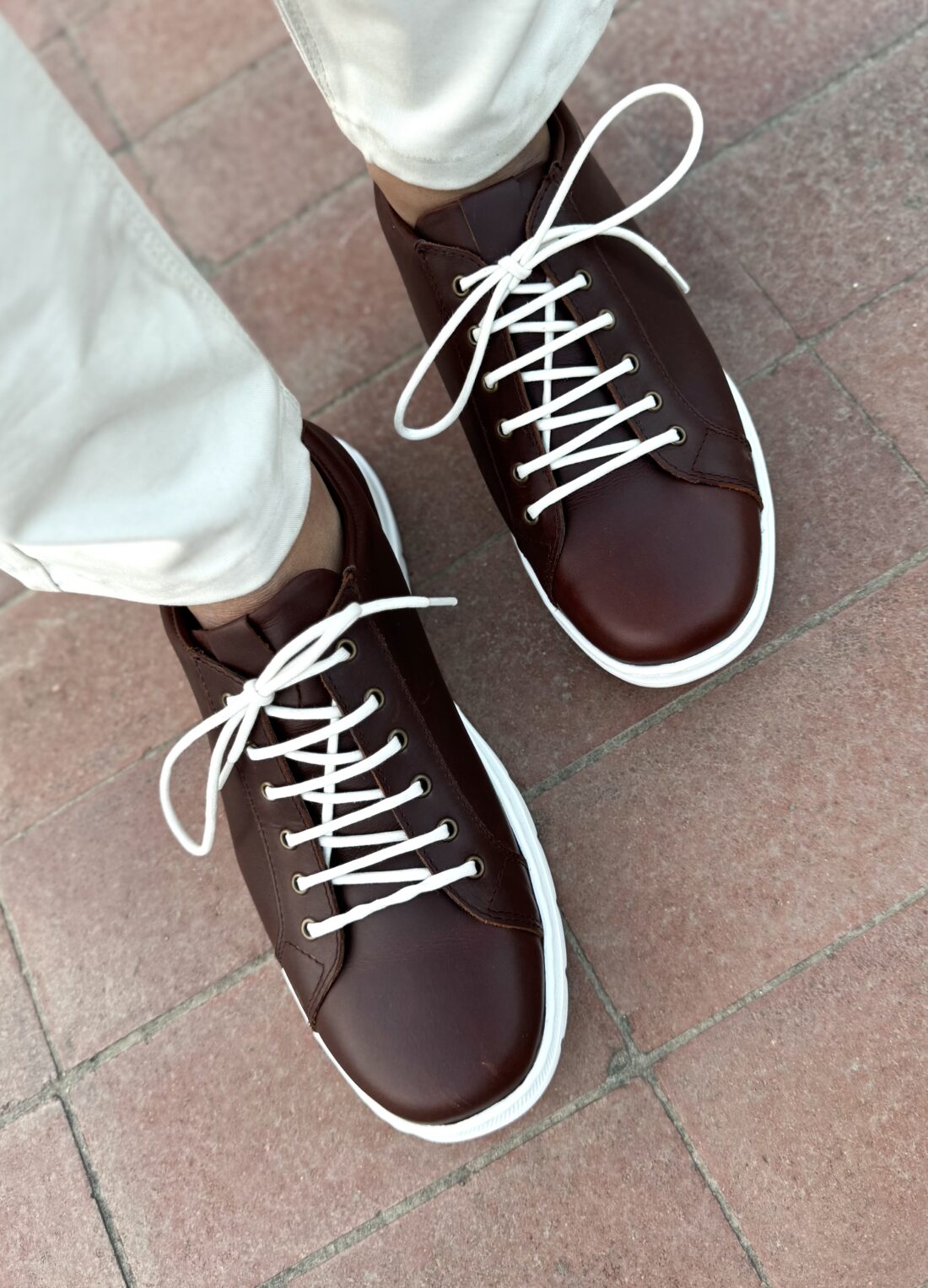 Classic Brown Leather Sneakers - Image 3